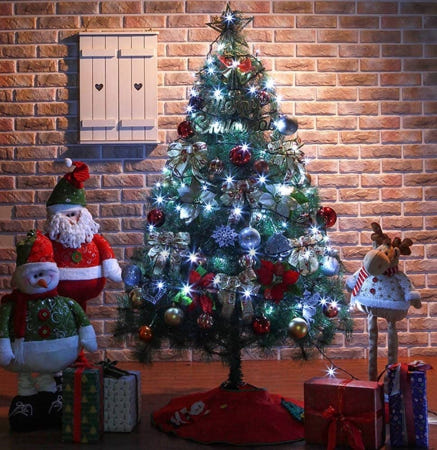 [트렌디프레소협력사]데이슬롯 카니발 골드레드 리얼솔잎 150cm 트리 풀세트 중형트리