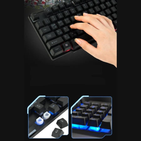 [THEJINJEONG]온지니 튼튼한 LED 게이밍 키보드 방수 키캡 저소음 유선 컴퓨터키보드