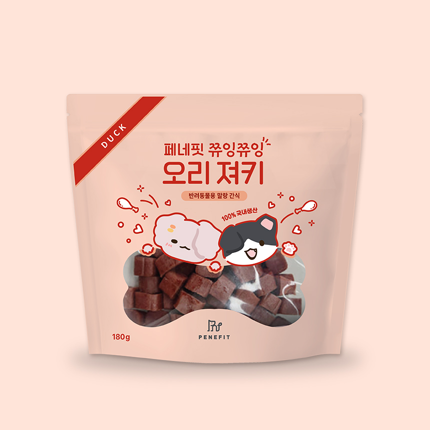 페네핏 고양이간식 져키 냥이 칭찬 간식 대용량 오리고기, 180g, 1개 제품 이미지