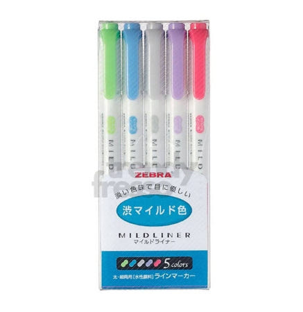 [트렌디프레소협력사]데이슬롯 제브라 마일드 트윈 NC 5색세트 데코용펜 형광라이너 다꾸펜