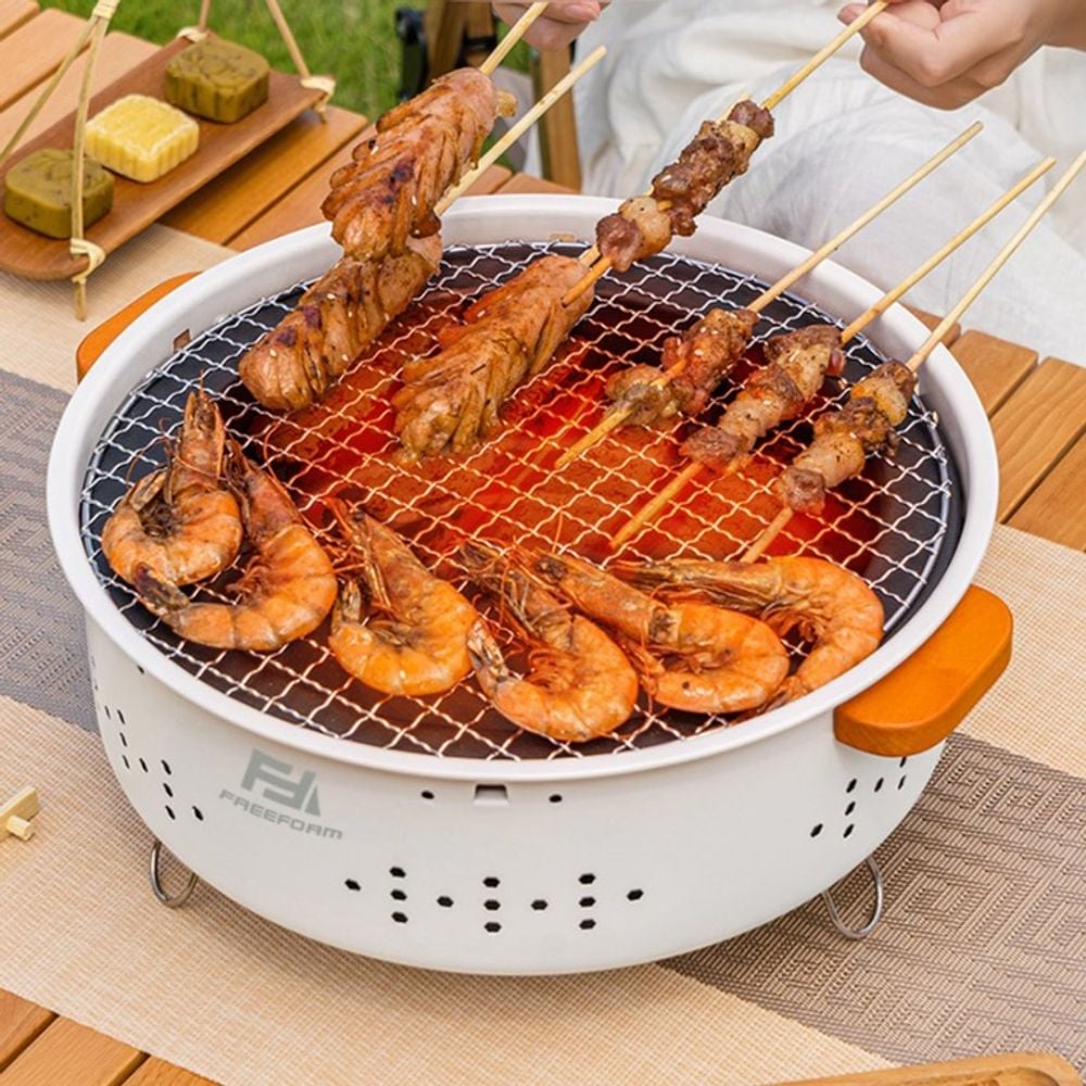 캠핑 펜션 꼬치 숯불 원형 바베큐 그릴 화로대 - 상품 이미지