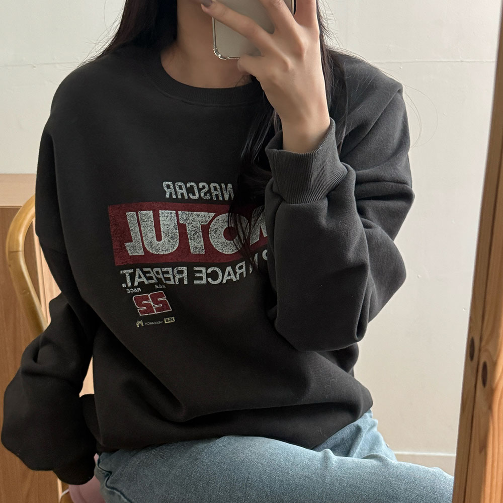 빈티지 프린팅 양기모 겨울 맨투맨 티셔츠 - 상품 이미지