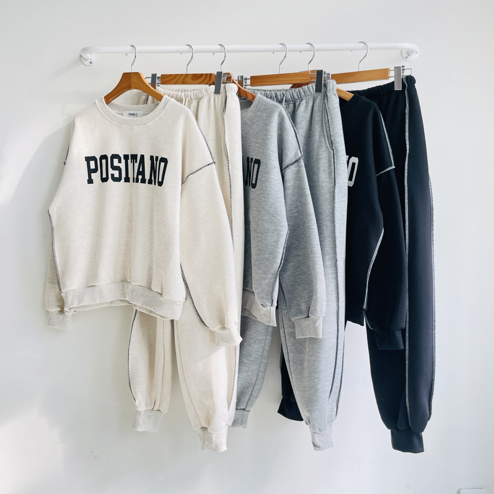 기모트레이닝세트 트레이닝셋업 스티치 엄마등원룩 운동복세트 - 상세 이미지 5