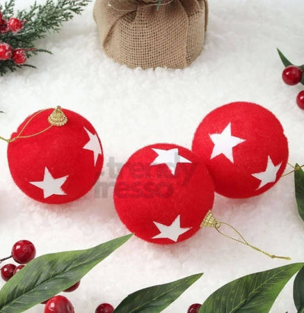 [트렌디프레소협력사]데이슬롯 트리 핫레드 스타 장식볼 3p 크리스마스용품 트리용장식세트 크리스마스오너먼트