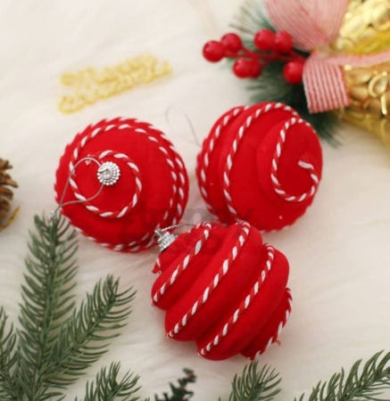 [트렌디프레소협력사]데이슬롯 트리 핫레드 볼록큐티 장식볼 3p 트리장식소품 크리스마스용품 크리스마스오너먼트