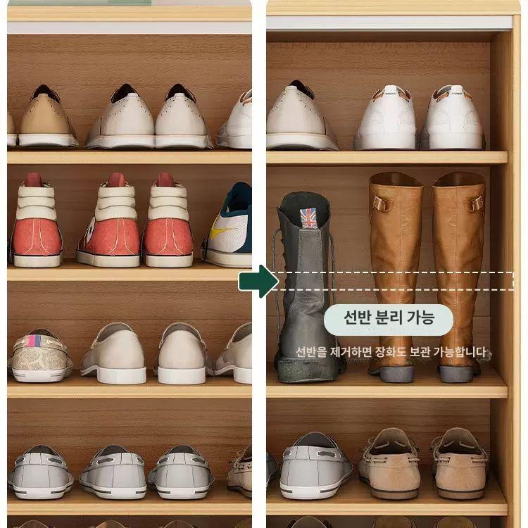 다층 신발장 미닫이문 현관 신발 수납장 원룸 정리 캐비닛 - 상세 이미지 4