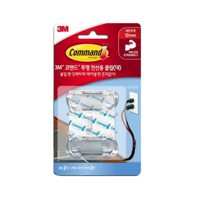 3M 코맨드 투명 전선용 클립(대) 17303/대 2개입 박스(6개입) - 메인 이미지