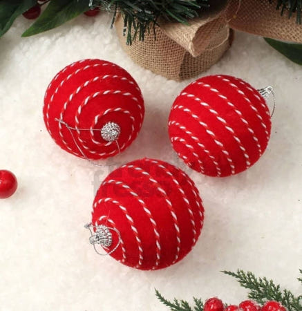 [트렌디프레소협력사]데이슬롯 트리 핫레드 로프꽈배기 장식볼 3p 트리용장식세트