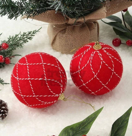 [트렌디프레소협력사]데이슬롯 트리 핫레드 다이아체크 장식볼 2p 크리스마스오너먼트