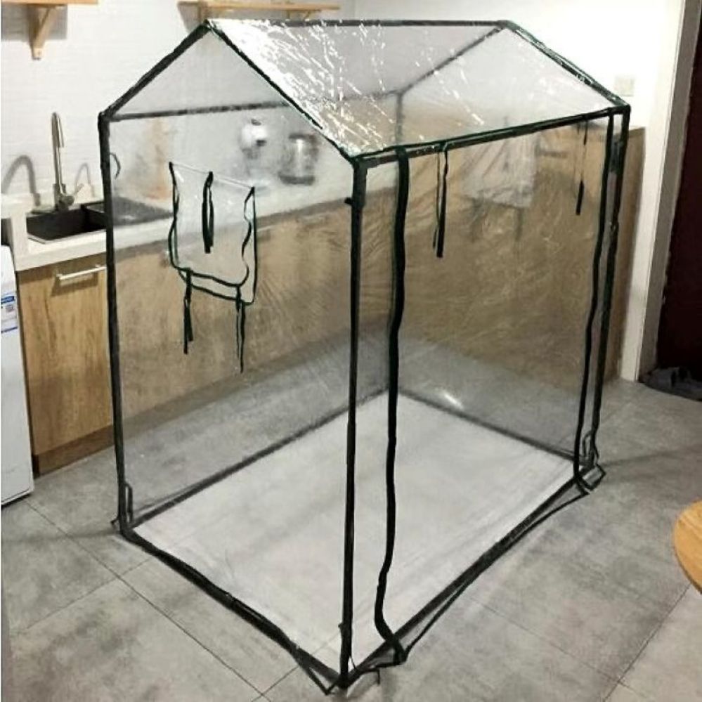 소형 비닐하우스 세트 터널 한냉사 비닐 다육이 베란다 130x90x150cm 선반+흰색필름 - 상품 이미지