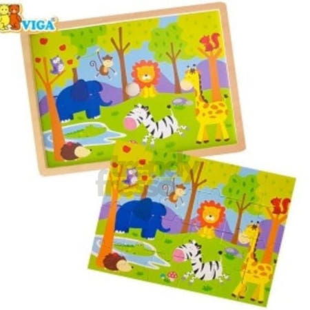 데이슬롯 24피스 퍼즐 야생동물 꼭지퍼즐 원목 매트