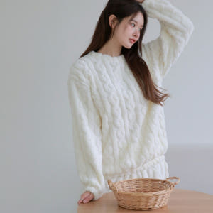 밍크수면잠옷 극세사 상의 바지 세트 시보리 후리스 꽈배기 부들이 두꺼운 ... 착용 후기 | 사이즈/핏 총정리 - 상품 이미지 2