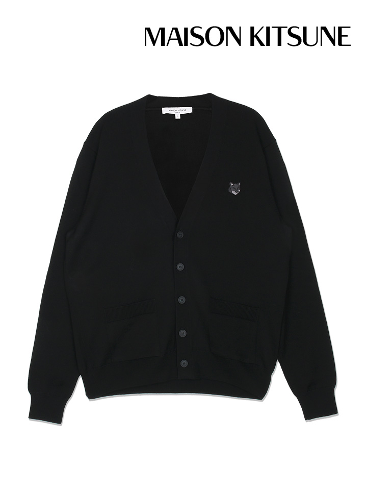 메종키츠네 가디건 볼드 폭스 헤드 패치 레귤러 남성 블랙 MM00509KT1036-P199 - 상세 이미지 3