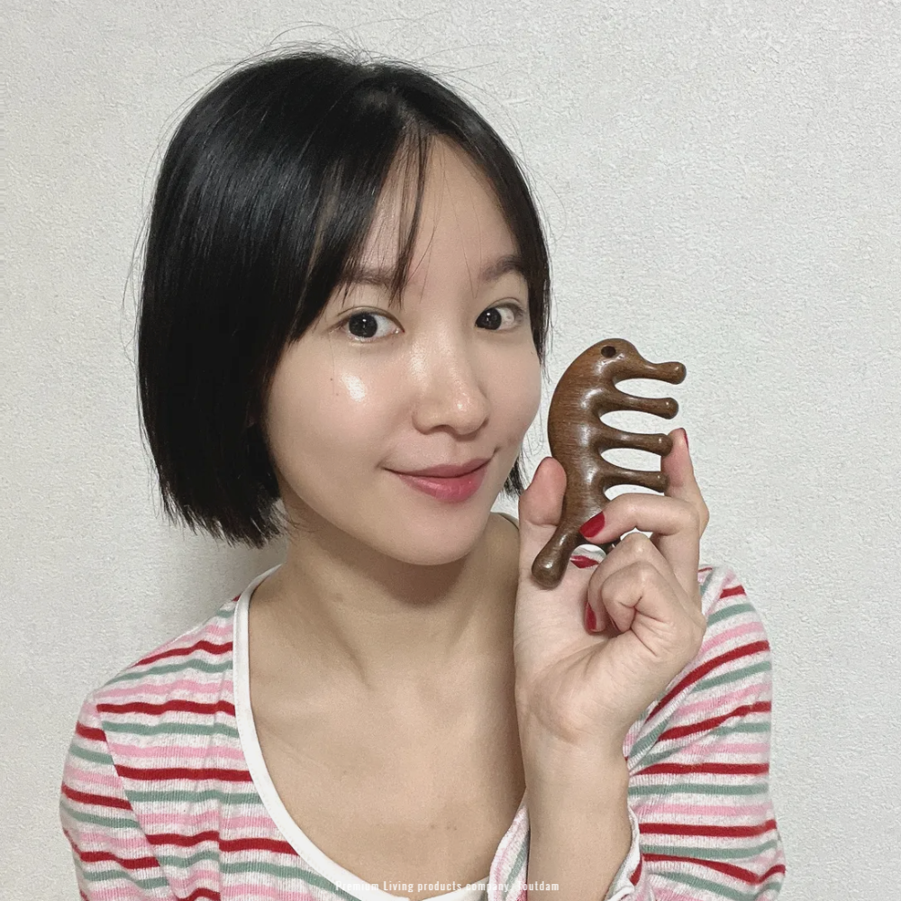 뚜담 측두근괄사 두피마사지기 나무 괄사빗 얼굴 괄사기 1+1 - 상세 이미지 4