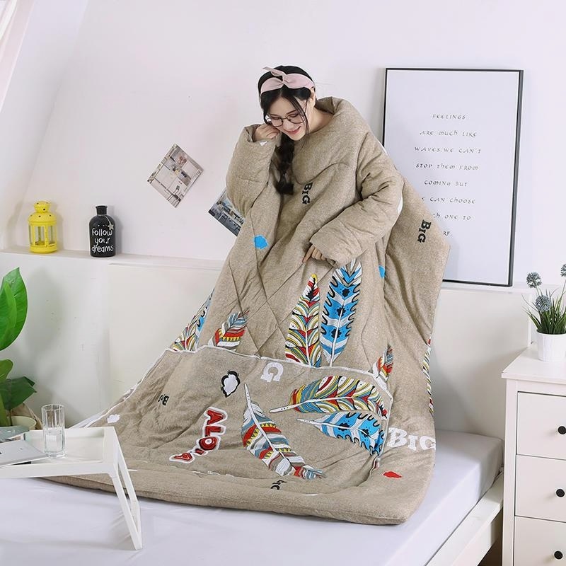 따뜻한 전신 침낭 담요옷 이불옷 동계 입는담요 망토 방한 입는이불 초경량 캠핑 패딩 차박 - 상세 이미지 3