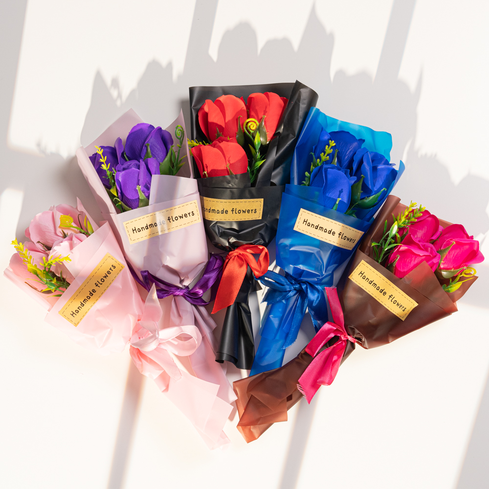 할메이드 비누장미꽃 레드 세송이 도매 꽃다발 재료 HS05 비누꽃 장미 1P 제품 이미지