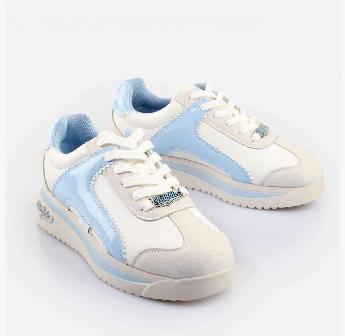 버팔로 플랫폼 로우탑 스니커즈 크림 블루 베이직 02425074 WEISS/BLAU/BEIGE - 상세 이미지 3
