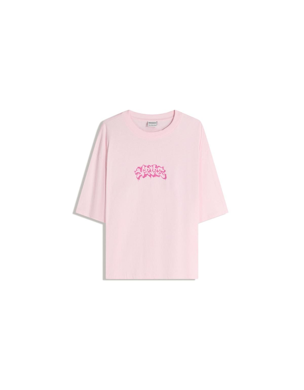 버쉬카 그래픽 프린트 오버핏 반팔 티셔츠 8120/154 PINK - 상세 이미지 3