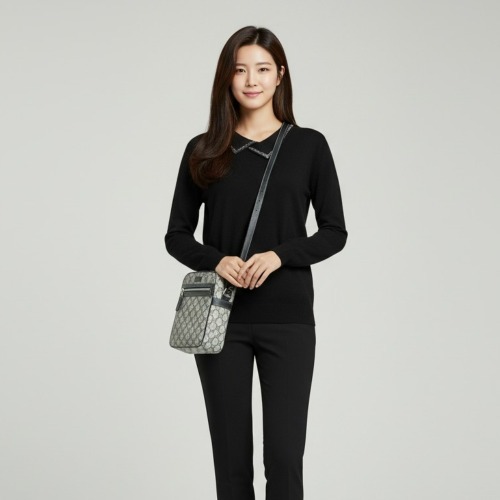 엄마옷 조이마담 T51806 큐빅카라 니트 티셔츠 중년여성의류 - 상품 이미지