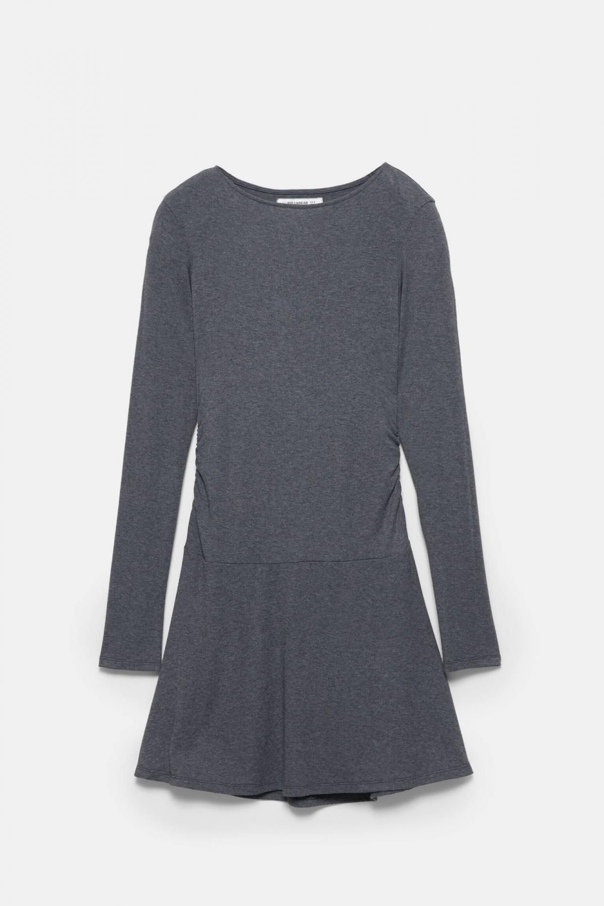 풀앤베어 소프트 라운드넥 셔링 미니 원피스 3380/303 ANTHRACITE GREY - 상품 이미지