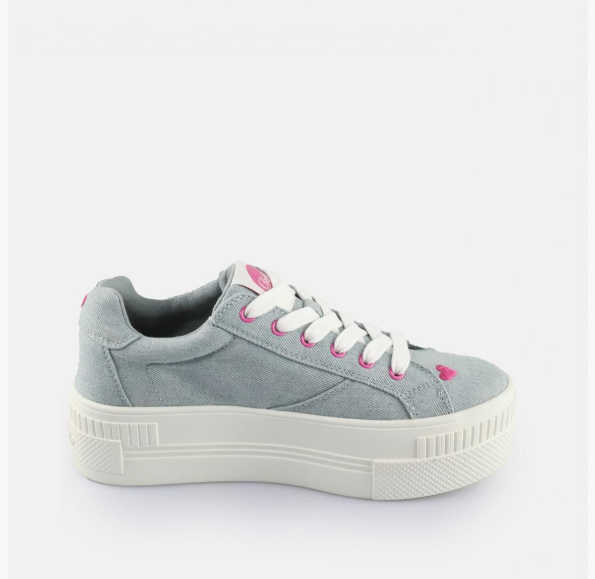 버팔로 플랫폼 캔버스 로우탑 스니커즈 하트자수 02386003 BLAU/ROSA - 상세 이미지 4