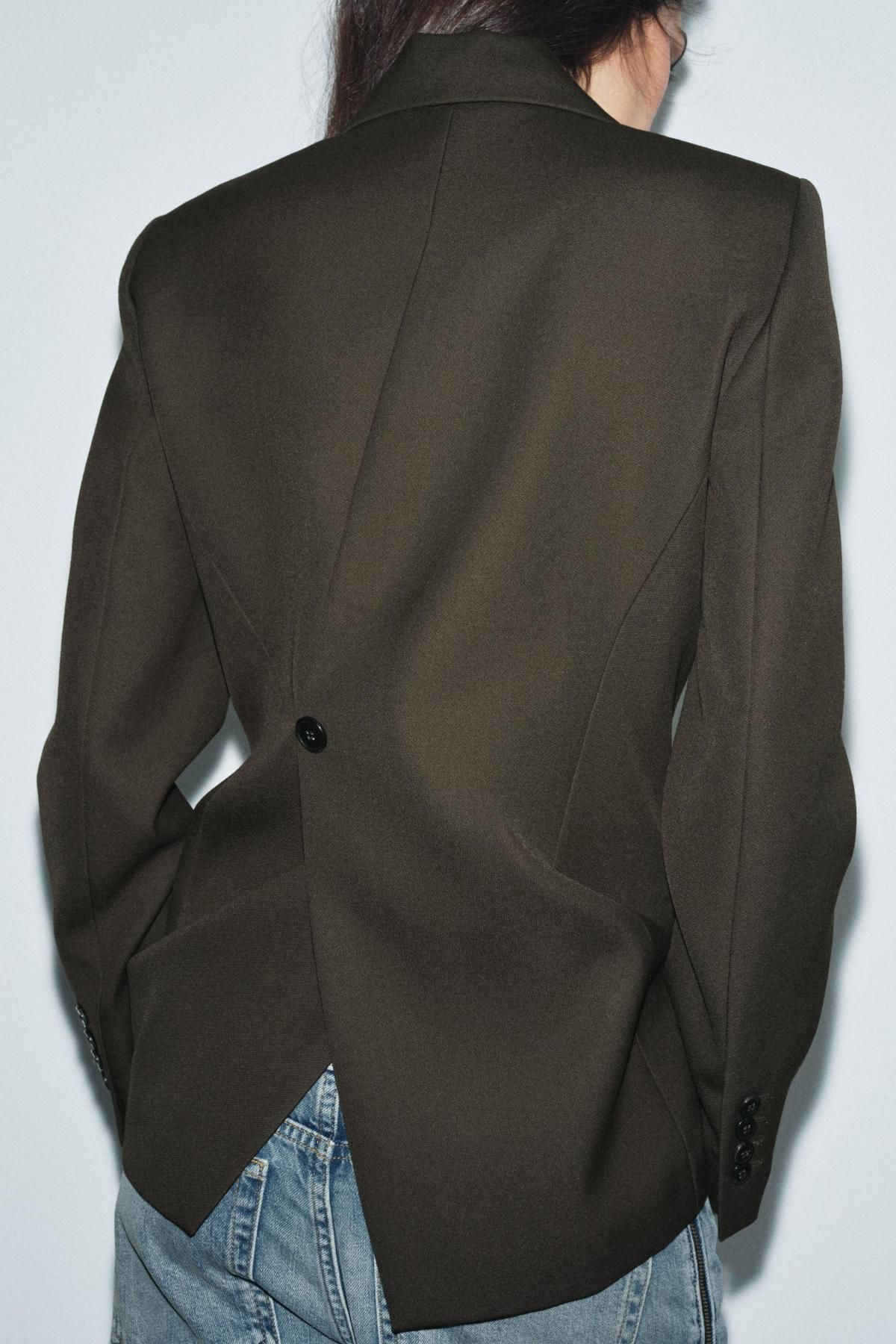 자라 슬림핏 테일러드 블레이저 9702/062 DARK KHAKI - 상세 이미지 5