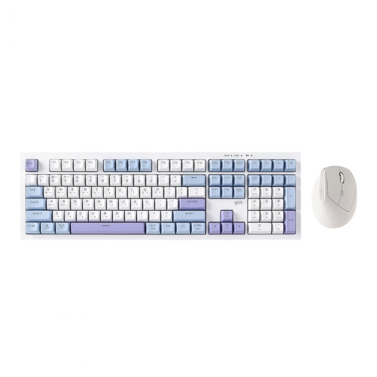 지클릭커 오피스프로 WMK600 사일런스 M RGB 무소음 무선 블루투스 108 키보드 마우스 세트 Sky City RC1 - 상품 이미지