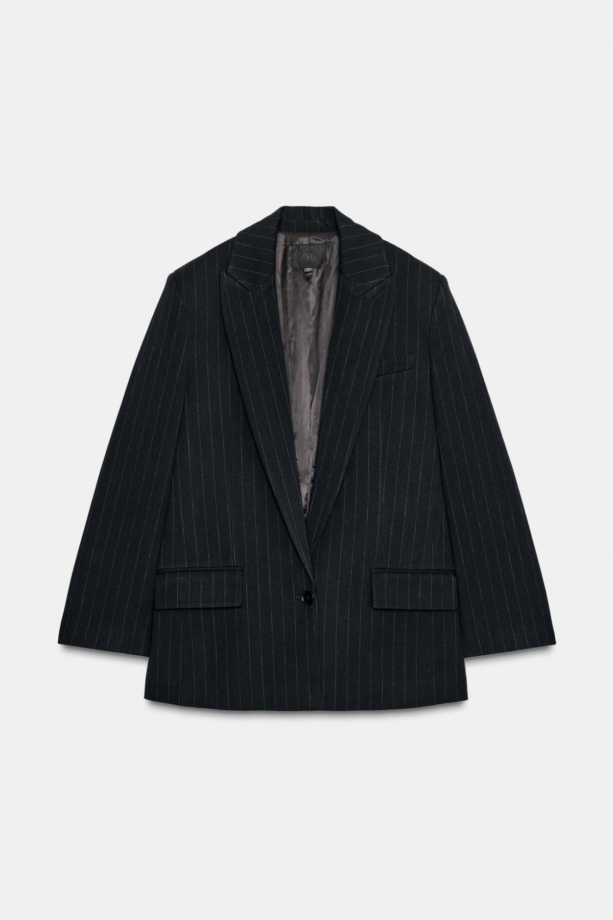 자라 핀스트라이프 블레이저 포켓 숄더패드 1255/788 NAVY BLUE - 상품 이미지