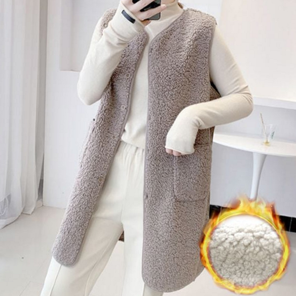 루즈핏 여자 양털 조끼 데일리 여자 롱 조끼 뽀글이 플리스 - 상품 이미지