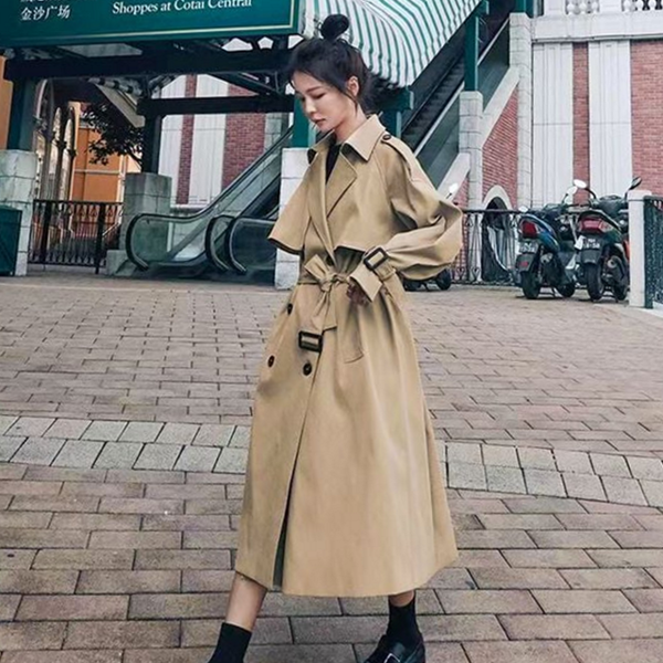 루즈핏 여성 트렌치 코트 빅사이즈 여자 트렌치 코트 간절기 가을 - 상품 이미지