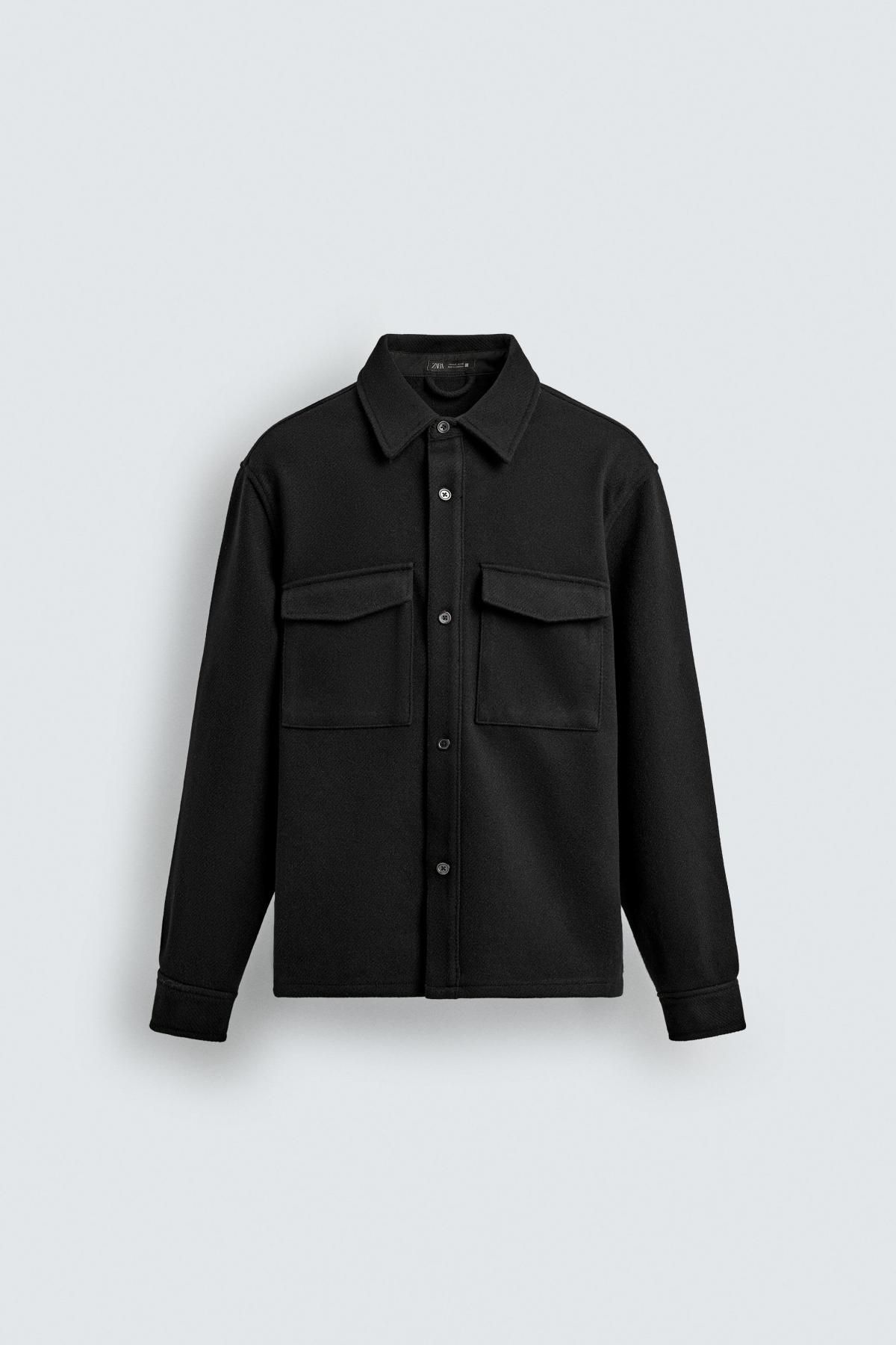 자라 테크니컬 발수 트윌 텍스처 오버셔츠 블랙 3715/710 BLACK - 상품 이미지