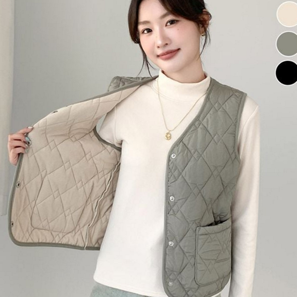 가벼운 여성 경량 패딩 조끼 데일리 여성 기모 패딩 조끼 - 메인 이미지