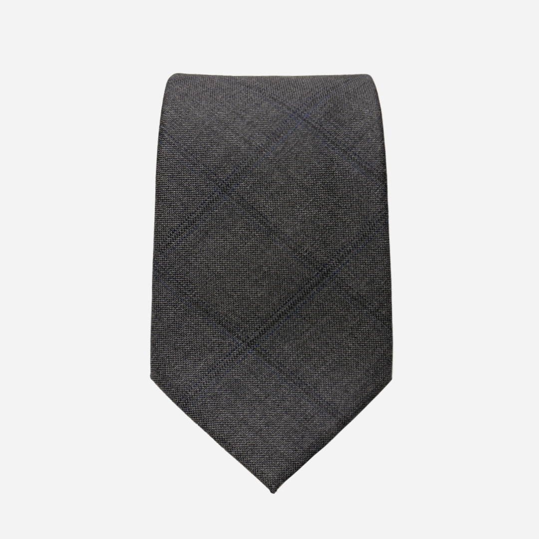 [해리슨테일러] 영국 SCABAL 스카발 핸드메이드 제작 넥타이 (charcoal windowpane check-blue stitch) - 상세 이미지 2