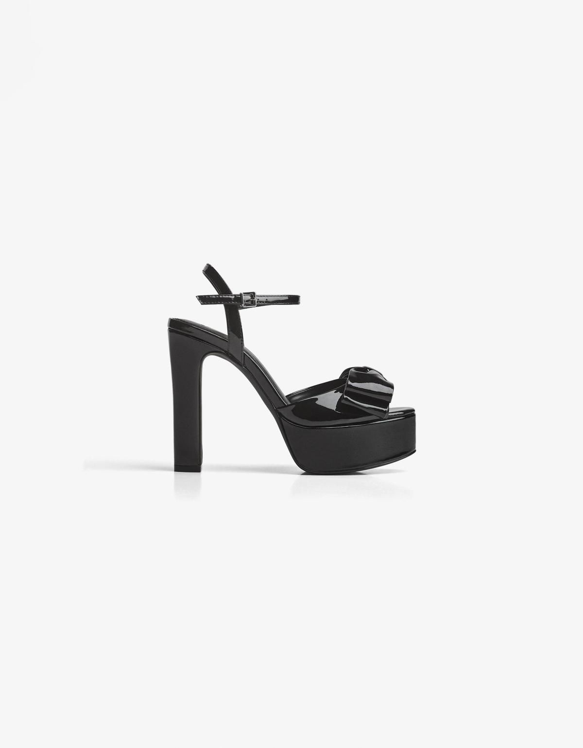 버쉬카 플랫폼 스트랩 하이힐 샌들 리본장식 블랙 1306/764 BLACK - 상세 이미지 5