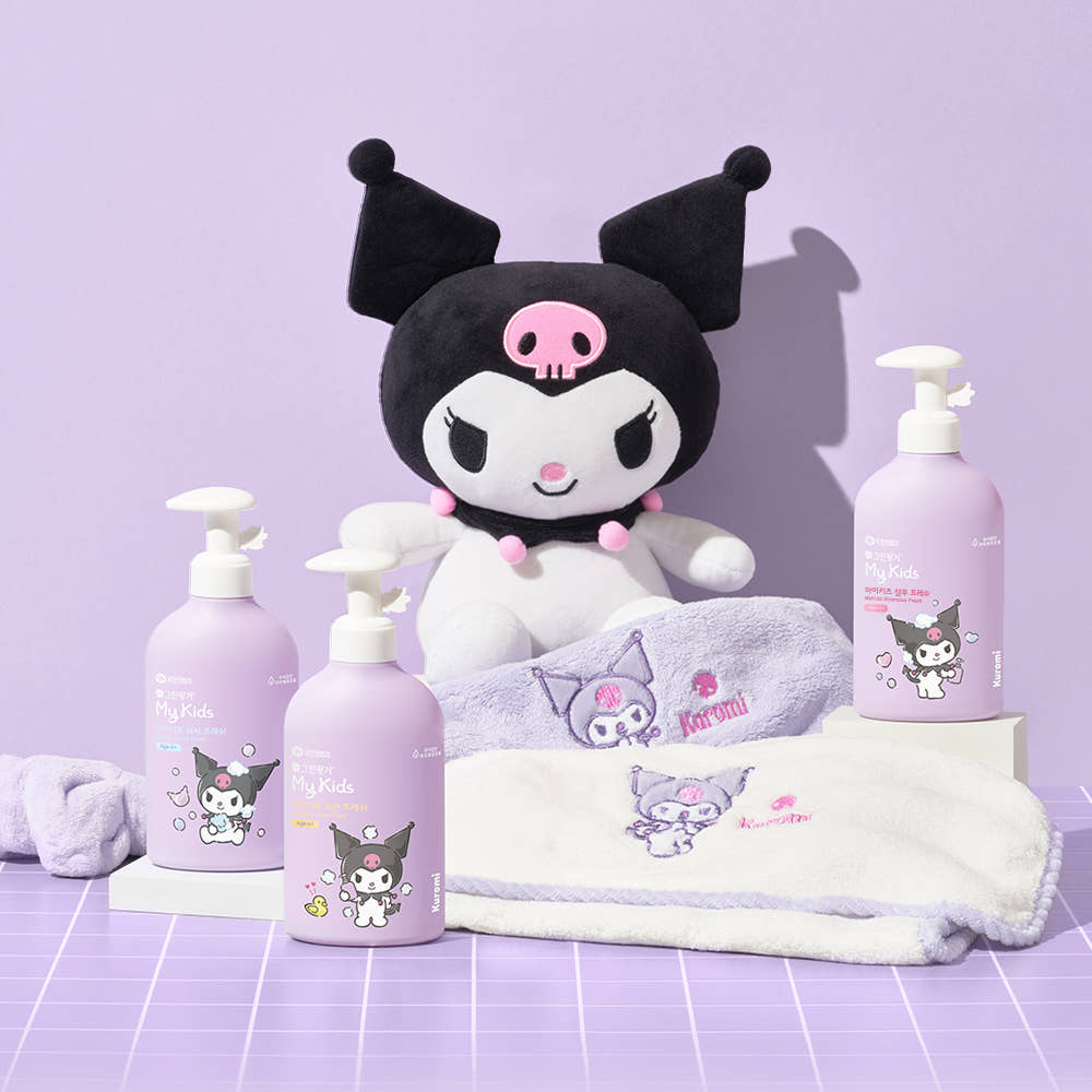 [2종/3종] 그린핑거 마이키즈 프레쉬 산리오 쿠로미 로션320ml+워시 320ml / 대용량, 유아, 어린이, 키즈 , 아기 바디워시 - 상품 이미지