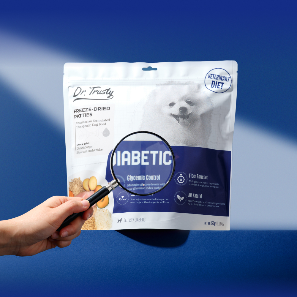 [강아지의날] 닥터트러스티 다이아베틱 동결건조 당뇨견 처방식 사료 33장 150g 혈당 관리 닭고기 화식 제품 이미지