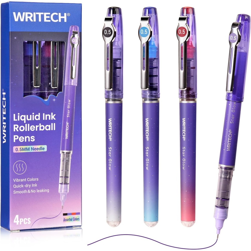 WRITECH 롤러볼 펜 0.5mm 4색 잉크 젤잉크펜 필기도구 사무용품 - 상품 이미지