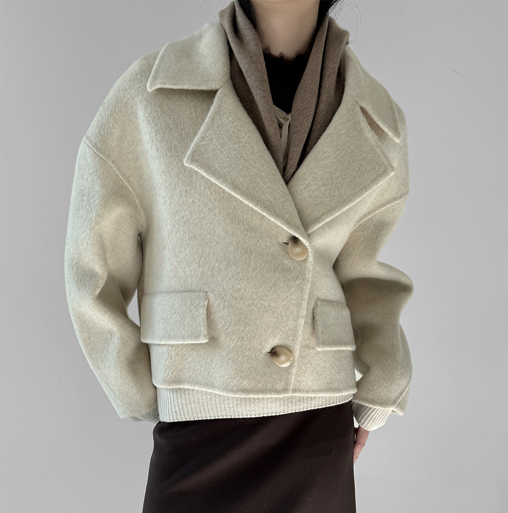 울 언발란스 셔츠 스타일 핸드메이드 자켓