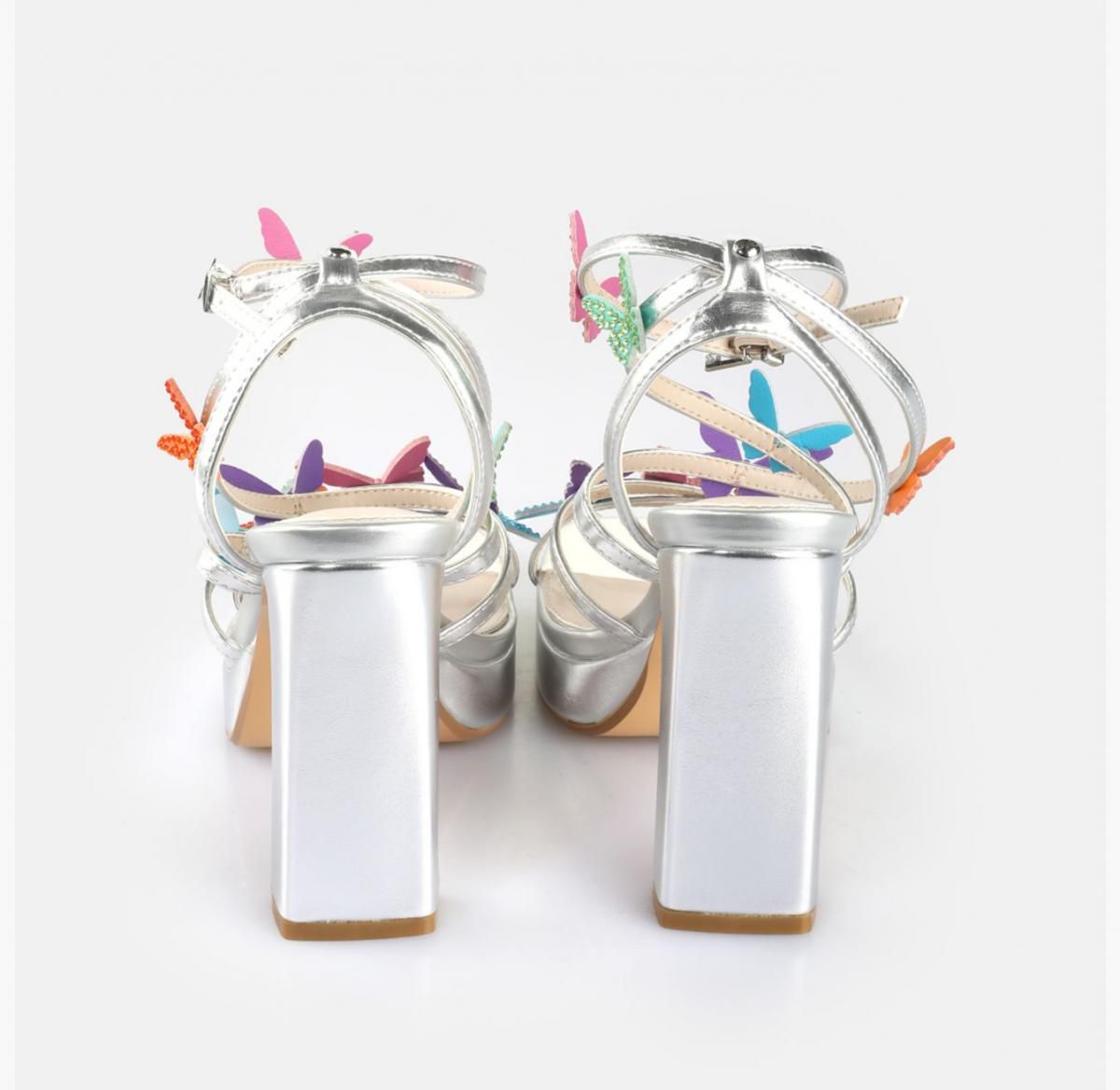 버팔로 글램 멀티컬러 버터플라이 스트랩 하이힐 샌들 02386574 SILBER/MULTICOLOR - 상세 이미지 5