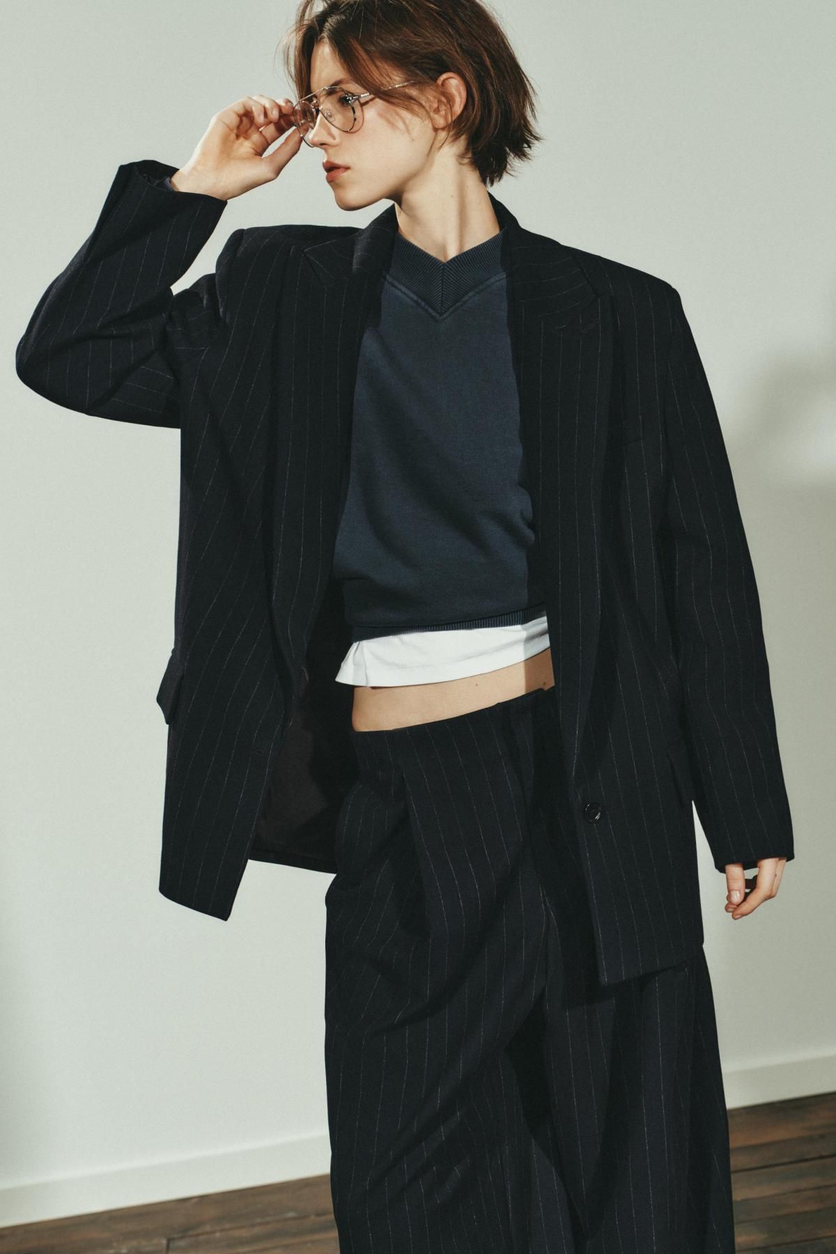 자라 핀스트라이프 블레이저 포켓 숄더패드 1255/788 NAVY BLUE - 상세 이미지 3