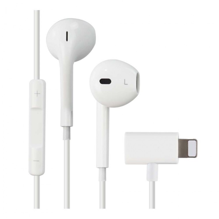 iOS핀 C타입 스테레오 이어폰 젠더 1.2M 화이트 음악청취 동시 충전 - 상품 이미지