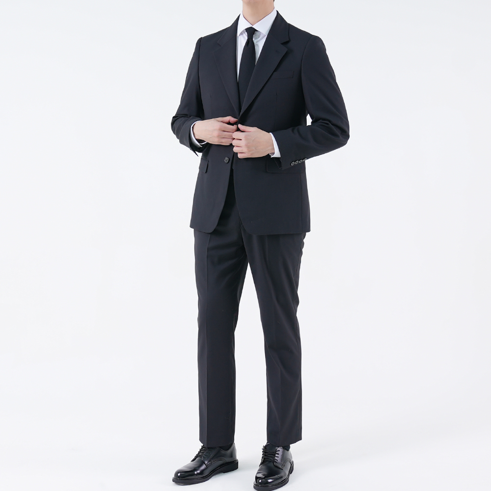 트러수트 시그니처 남자 블랙 가을 겨울 밴딩 정장 세트 단체 면접 수트 결혼식 하객룩 제품 이미지