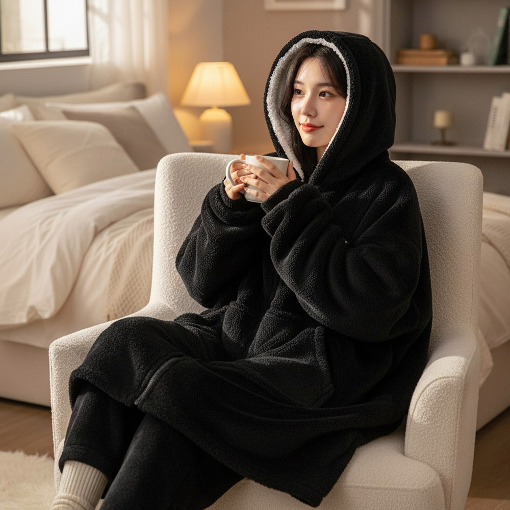 입는 담요 지퍼형 집순이 후드담요 입는이불 빅 후드 두꺼운 양털 캠핑 극세사 이불 밍크