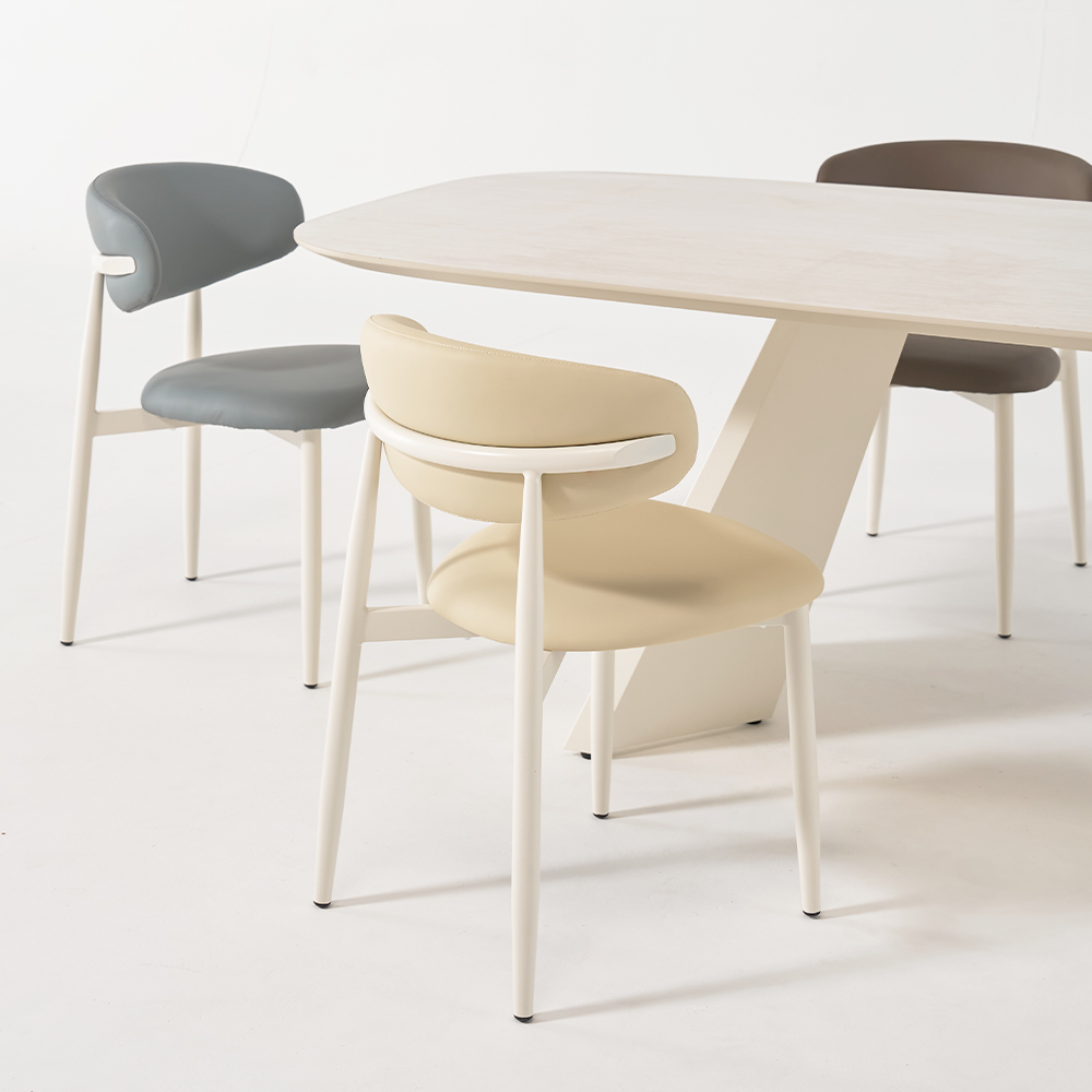 솔리브 편한 식탁의자 화이트 실리콘 가죽 기능성 테이블의자 아이보리