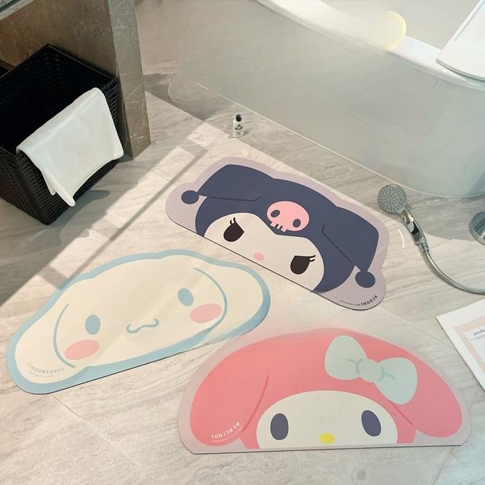 산리오 규조토 발매트 욕실 주방 미끄럼방지 패드 물흡수 수건 카페트 시나모롤 쿠로미 키티 마이멜로디 - 상품 이미지