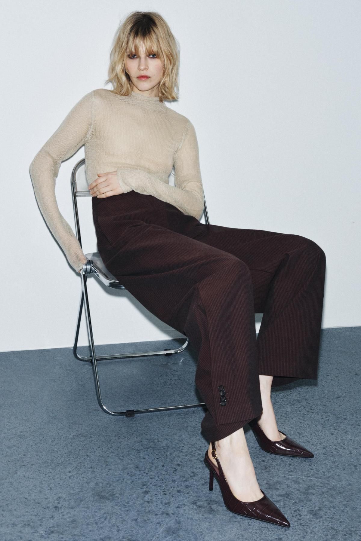 자라 크로커 테크니컬 슬링백 하이힐 슈즈 1223/710 BURGUNDY RED - 상세 이미지 2