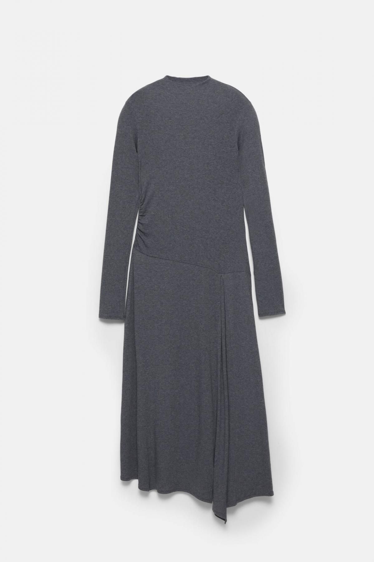 풀앤베어 소프트 라운드넥 미디 원피스 사이드 셔링 3380/302 ANTHRACITE GREY - 메인 이미지