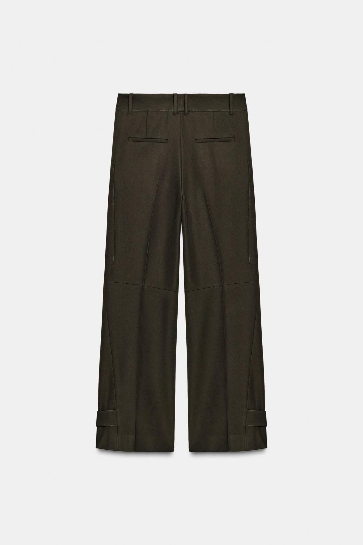 자라 와이드 카고 팬츠 메탈 지퍼포켓 9707/062 DARK KHAKI 이미지 8