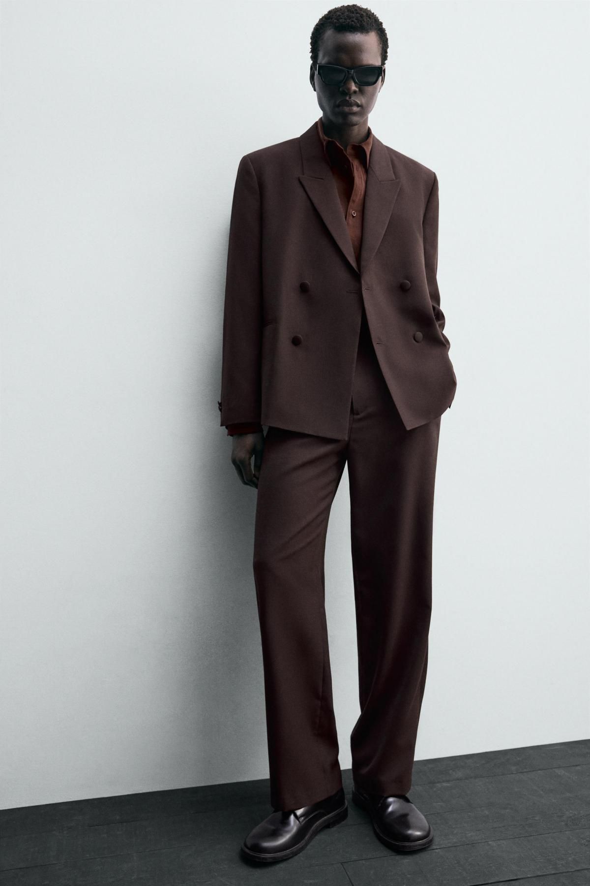 자라 테크니컬 울 스트레이트핏 정장 팬츠 0706/977 DARK BROWN - 상세 이미지 5
