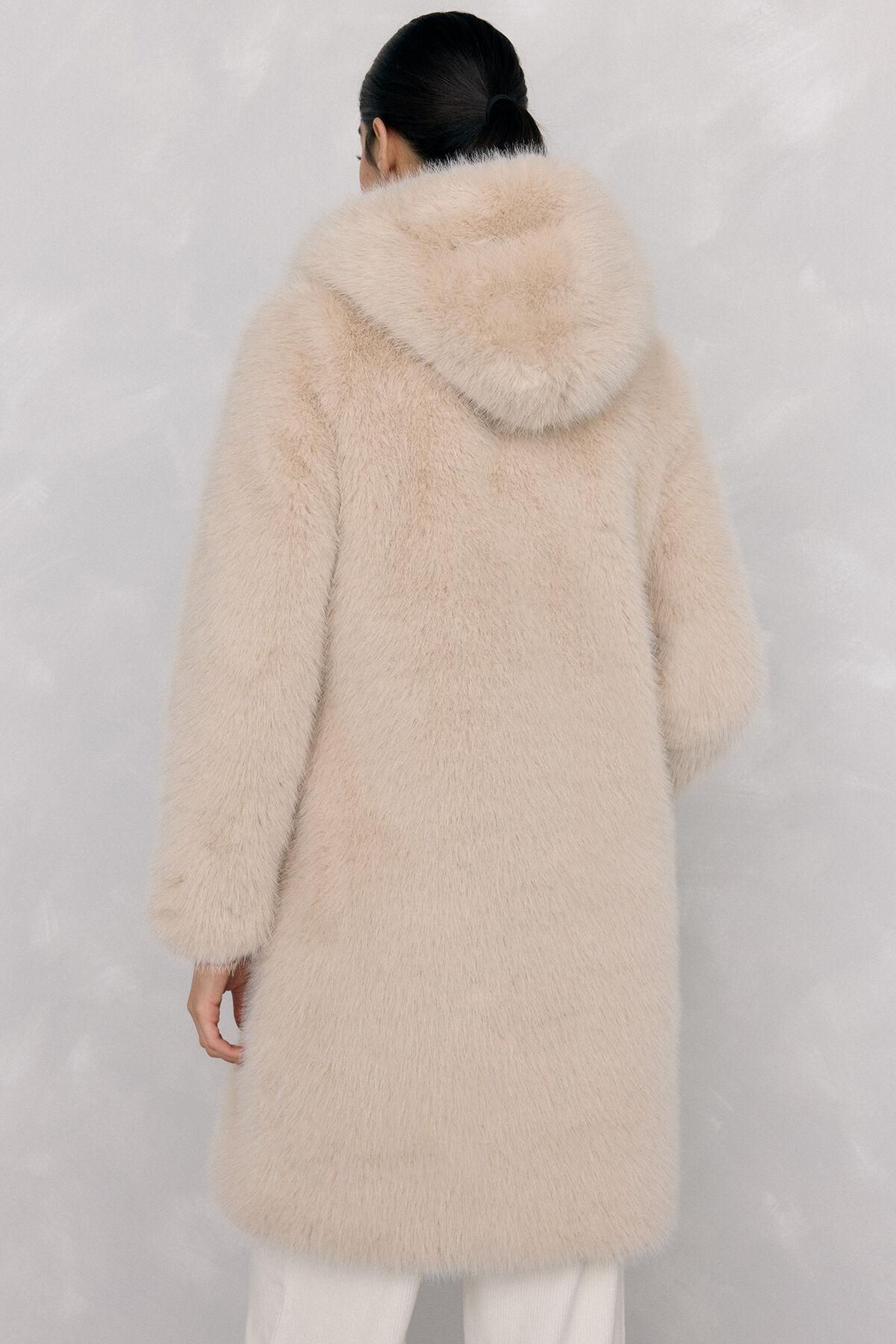 페드로 델 이에로 럭셔리 페이크 퍼 롱 코트 7522252 BEIGE - 상세 이미지 4